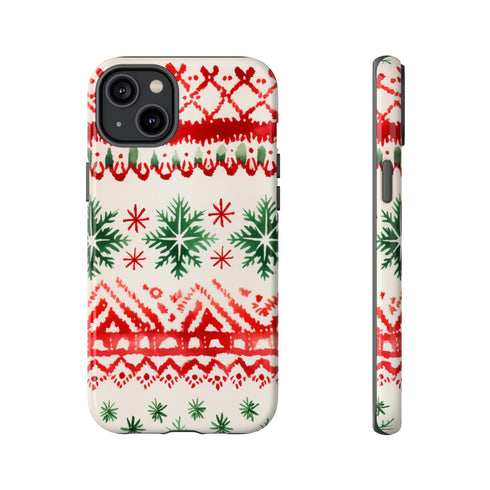 Watercolor Study of Christmas Patterns - Impact Resistant Phone Case iPhone 14 Plus Glossy